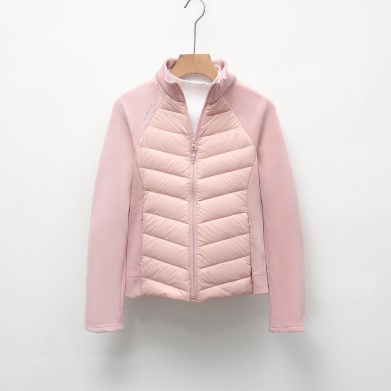 Down jacket new national standard 90 down light and thin stand-up collar women's yoga splicing solid color slim and versatile sports style