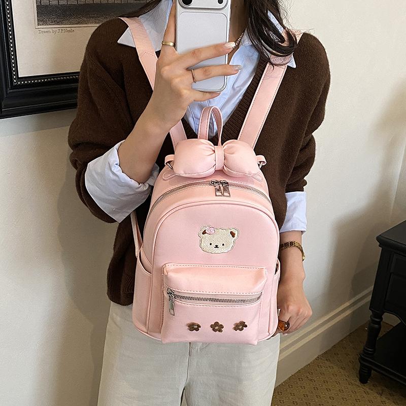 Bear Kids' Double-Shoulder Bag 3D Flower Petal Butterfly Knot Handbag - Boys' and Girls' Small Schoolbag