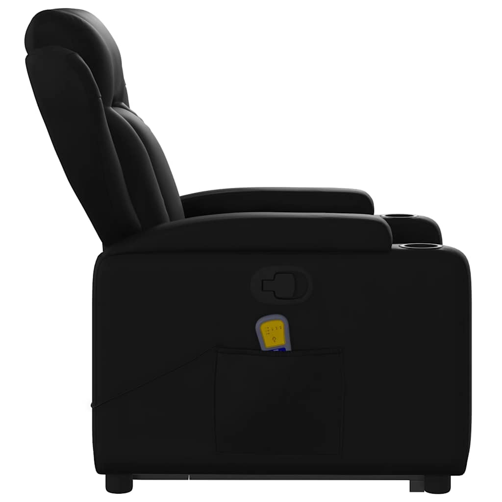 Massage Recliner with Rising Function Black Artificial Leather
