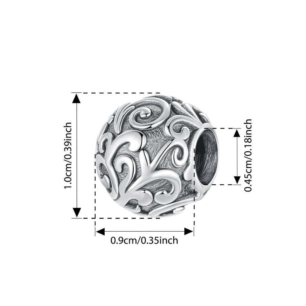 BAMOER 925 Silver Transparent Green Clover Charms Scroll Pattern Beads Fit Original Bracelets DIY Jewelry Accessories