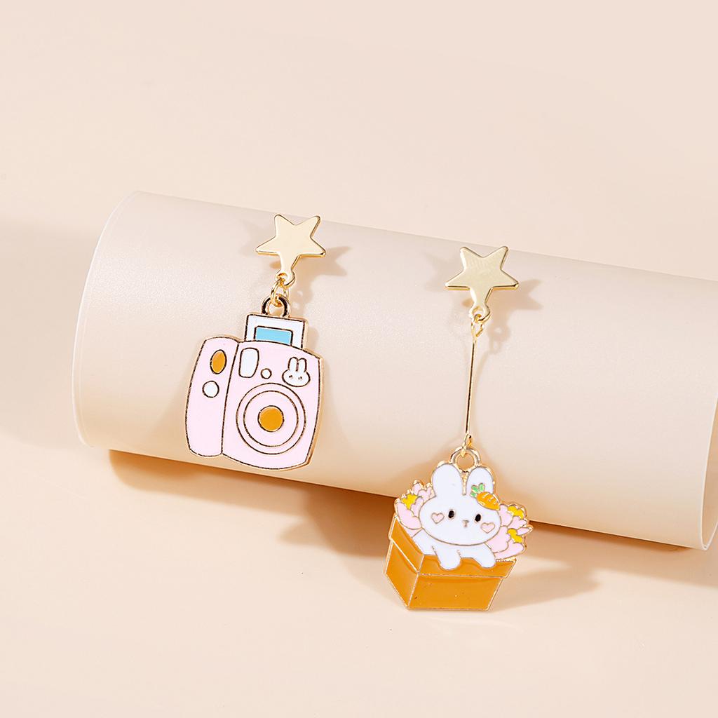 Cute Girl Long Earrings Cartoon Flower Bee Animal Stud Earrings Ocean Wind Vacation Earrings