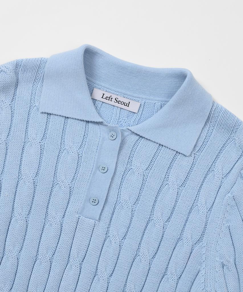 LEFTSEOUL Screw Collar Knit [Sky]