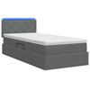 LED Storage Bed with Mattress Dark Grey 90 X 200 Cm Fabric