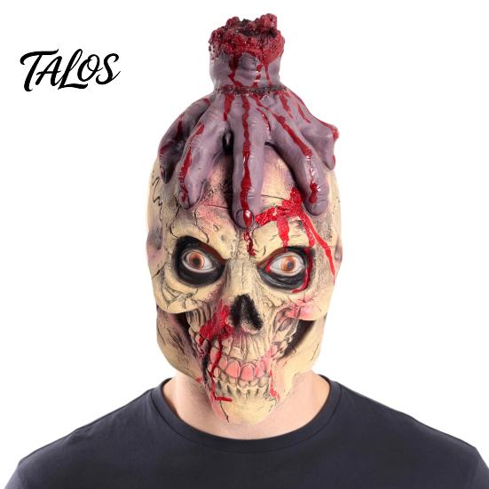 Halloween Night Decorations Scary Zombie Head Masque, Creepy Horror Latex Hood Masque Realistic Texture Ghost with Severed Hand, Party Cosplay Costume