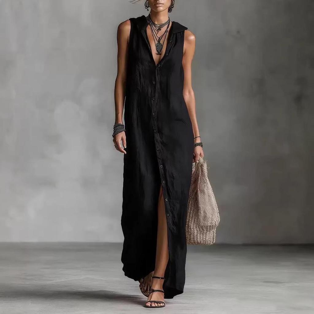 Neues europäisches ärmelloses langes Kleid für Damen - Kollektion 2026