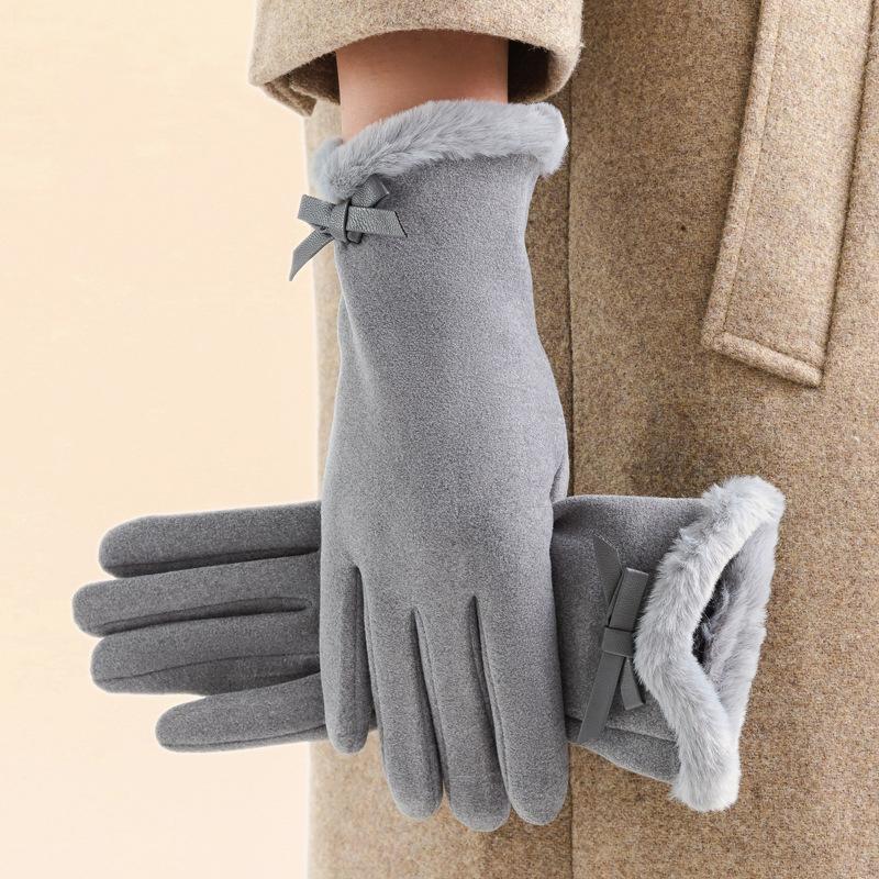 Women's Winter Thick Plush Gloves Fashion Warm Suede Imitation Cashmere Outdoor Guantes Lady Touchscreen Driving Mittens