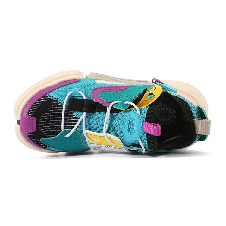 Li Ning Childrens Wudao Comfortable Daily Shock Absorbing Wear Resistant Rebound Casual Shoes Kids Casual Shoes Blue Purple YKCQ214-1