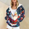 Ladies Fashion Casual Christmas Print Sweatshirt Autumn Winter Long Sleeve Cardigan Jacket With Pocket Zipper Hoodie Jacket