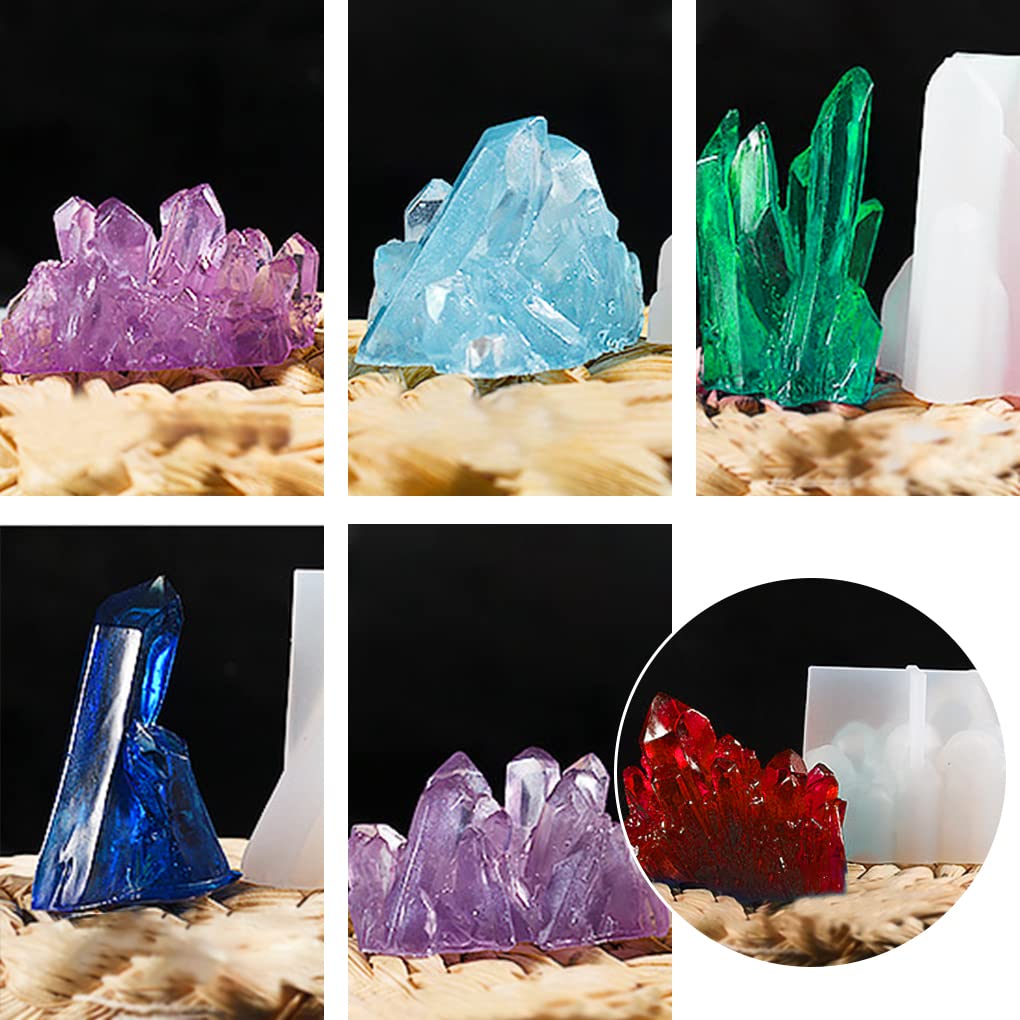 FineInno Crystal Mineral Silicone 6 Natural Quartz Soft Crystal Good Luck Hexagonal Pendulum Epoxy UV Resin DIY Mold of 6 Molds, Types, Gemstone,