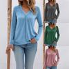 2026 New Women's Casual Long-Sleeve V-Neck T-Shirt Solid Color Versatile Top