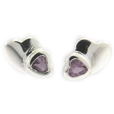 [G6920] - Purple 'Love Sweet Love' Silver Earrings