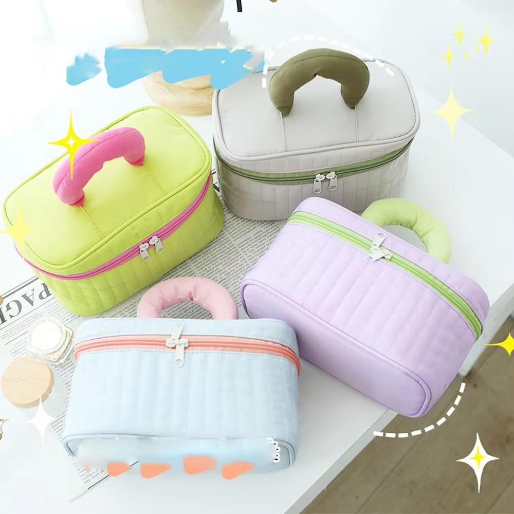 Multifunctional Cosmetic Bag Simple Contrast Color Square Makeup Storage Bag Travel Beauty Organizer Toiletry Bag