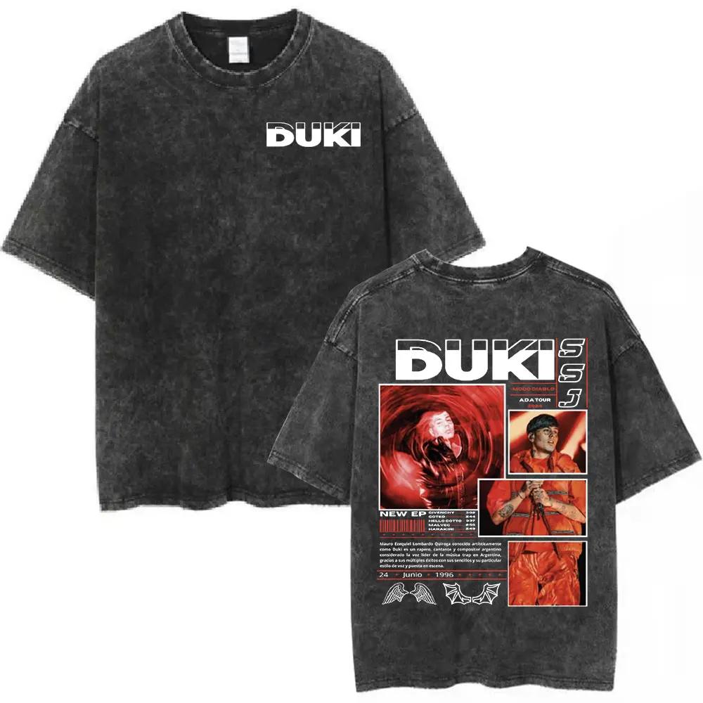 Rapper Duki ADA Tour Vintage Washed Tshirt Men Women Clothing Hip Hop Oversized Tshirts Cotton Cozy Short Sleeve T Shirts