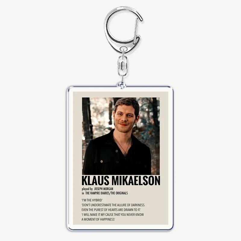 The Vampire Diaries TV Keychain for Accessories Bag Rectangle Pendant Key Chain Ring Damon Elena Stefan Keychains Jewelry Gift