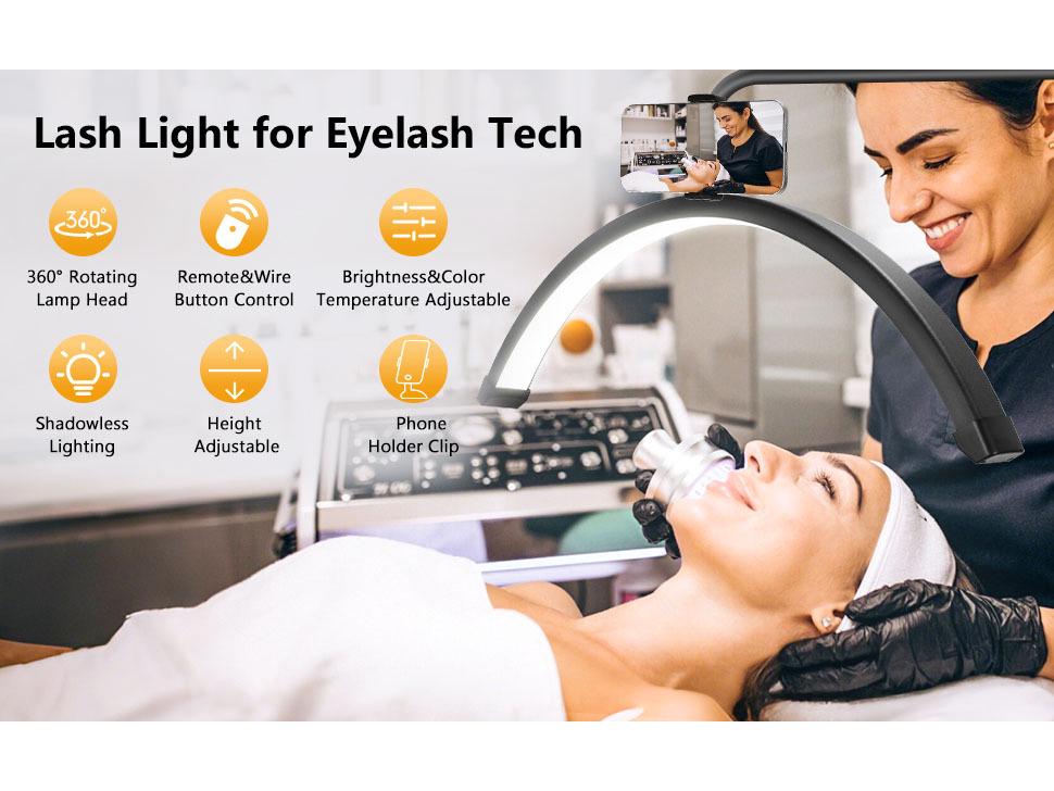 Dimmable U-Shaped Crescent Ring Light for Eyelash Extensions, Nail Art, Eyebrow Tattoo, and Eye Protection.