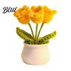 Mini Yarn Potted Plants Handmade Crochet Flower Decoration, Knit Artificial Sunflower Desktop Decor Decor, Gift for Women, Mom, Teacher, Friend,