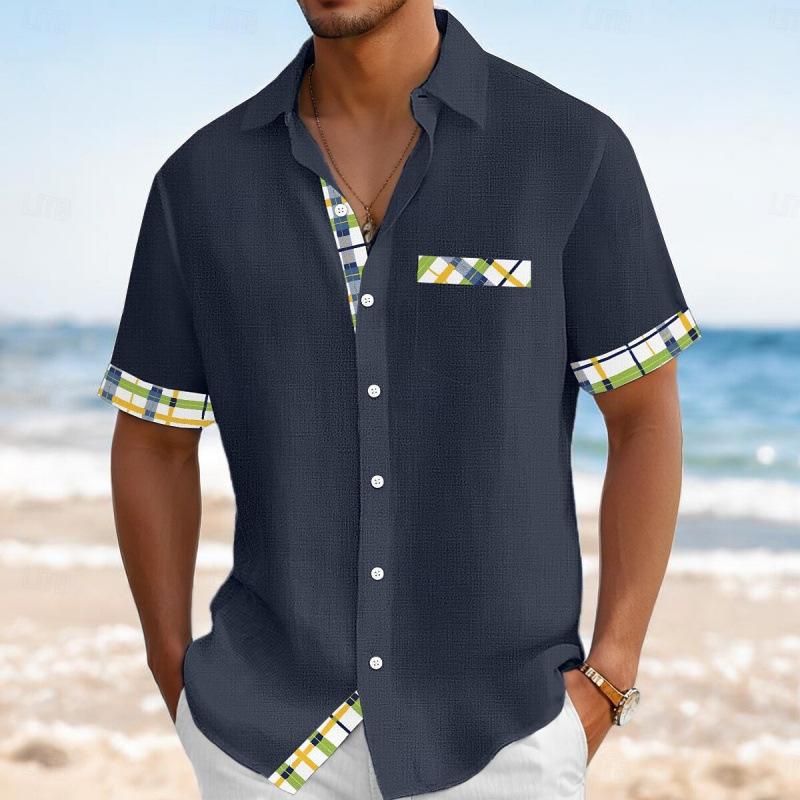 Summer men's new fashion digital printing casual loose short-sleeved shirt