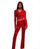 European & American Animal Print Hooded Color Block Elastic Jacket & Pants Set