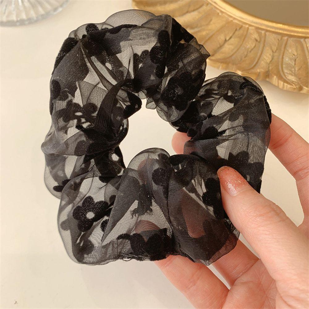 

Color Cloth Women Hair Ties Elastic Hair Bands Flowers Mesh Scrunchies Korean Style Hair Rope білий
