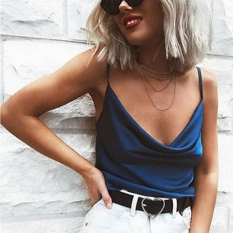 Women Sexy Backless V Neck Bandage Vest Tops for Ladies