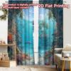 2pcs, 2D FLAT PRINTING Curtains (Without Rod) Ocean Paradise Holiday Curtains Fabric Curtains Decorations Suitable for Living
