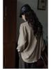 Women's Retro Hong Kong Style Green Cotton-Linen Long Sleeve Shirt, Slim Fit for Spring and Autumn