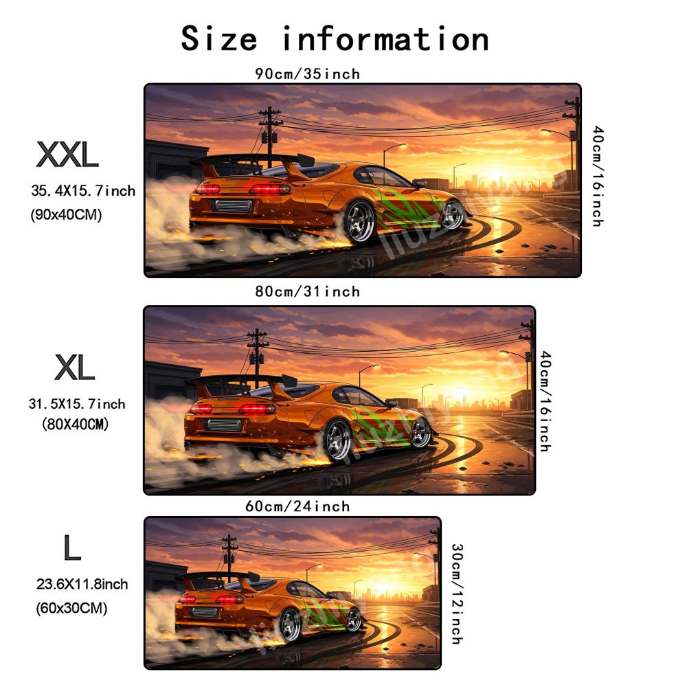 Racing Fever Mouse Pad Large Computer Office Game Table Mat Rubber AntiSlip Stitched Edge Keyboard Mats 60x30 Desk Pads