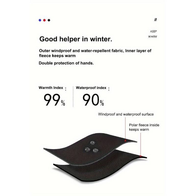 Men's Winter Outdoor Warm Gloves, Windproof Waterproof Touch Screen Gloves, Non-slip Cold Gloves, for Outdoor Running Riding Skiing Fishing Driving
