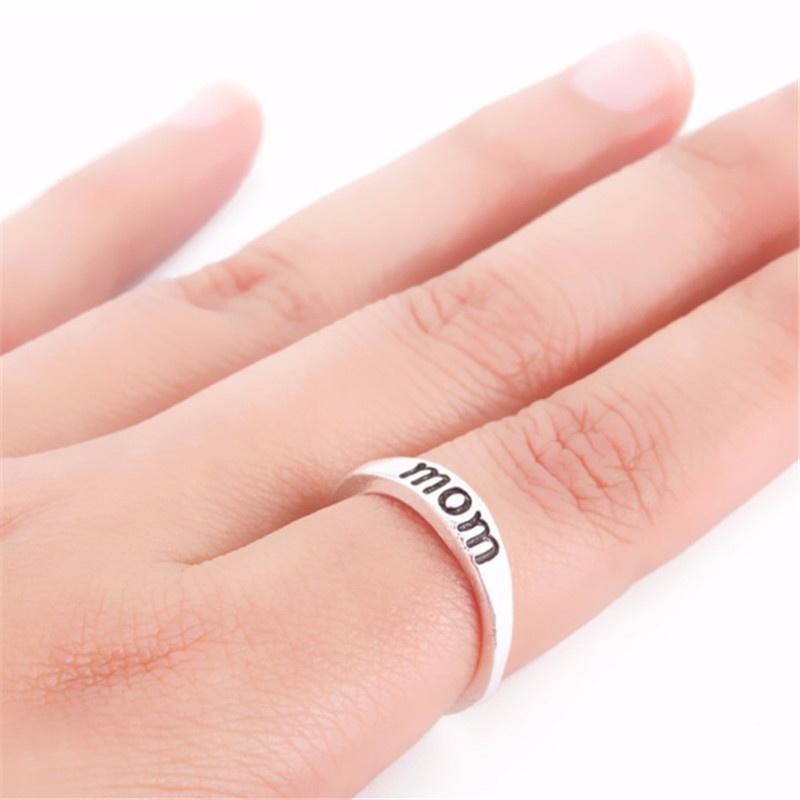 Simple Style Mom Mother Dad Ring Silver Plated Alloy Jewelry Wholesale Mother's Day Gift Accessories