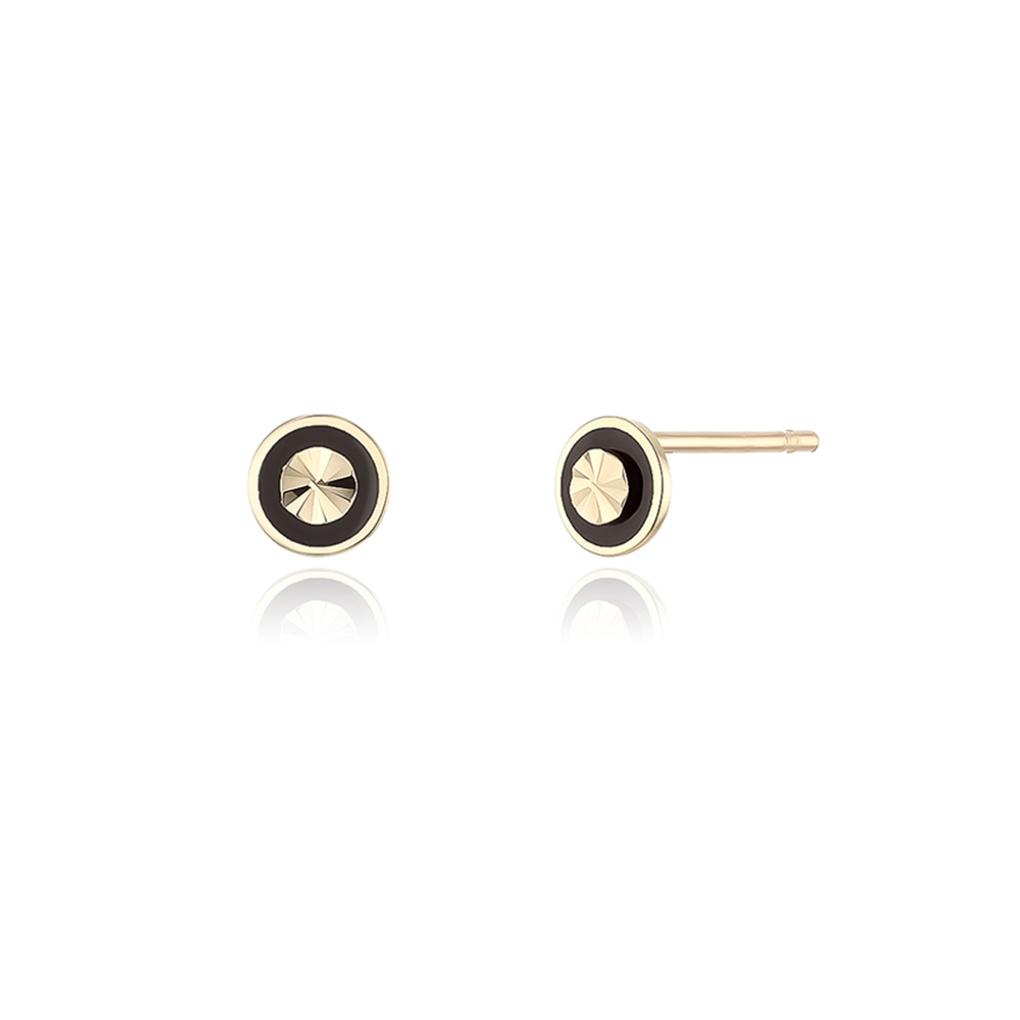 LLOYD Black Point Round 14k Gold Earrings LPFM4035G
