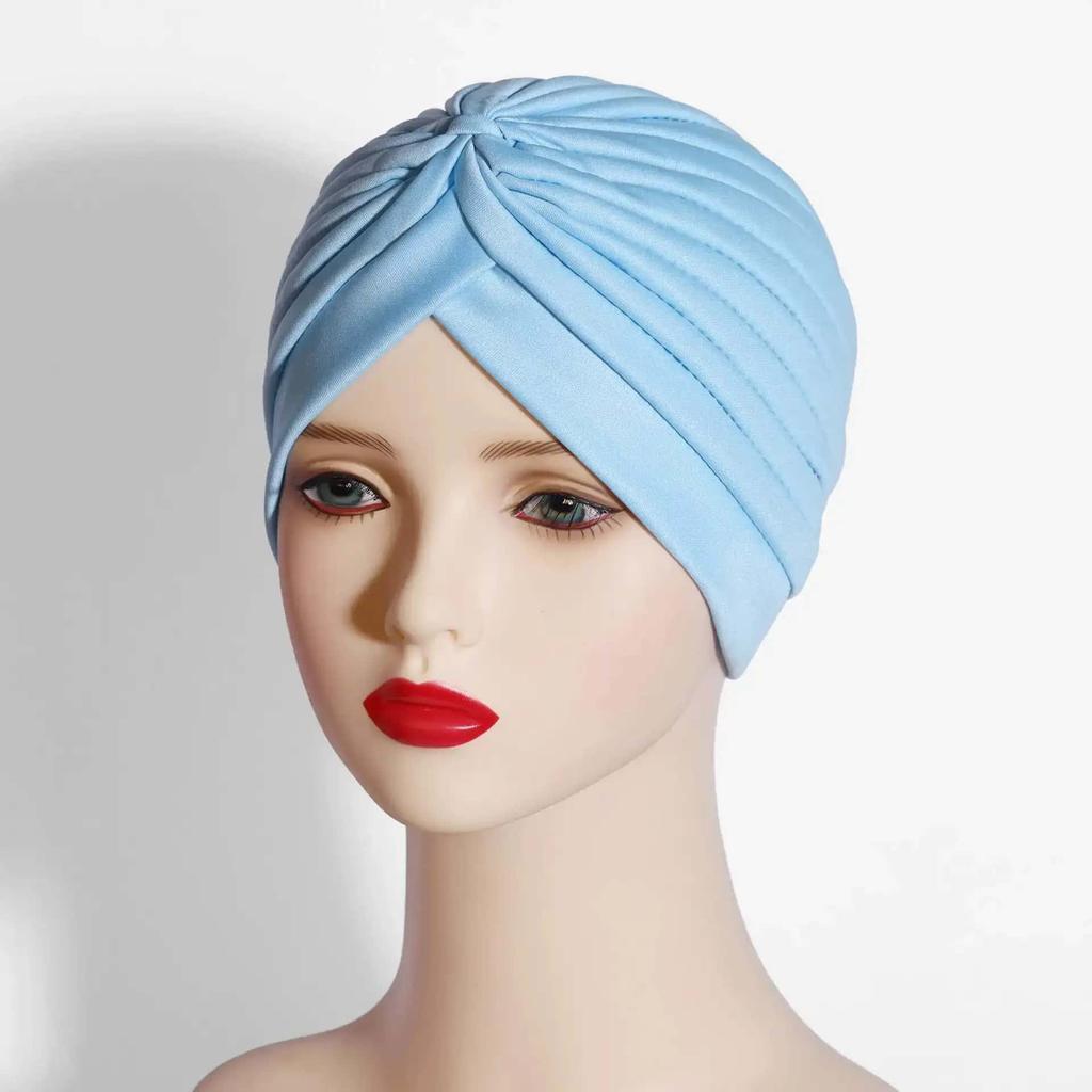 New Women Solid Color Hijab Turban Cancer Beanie Bonnet Inner Hijabs Cap Hair Loss Chemo Hat Elastic Head Cap Muslim Indian Hat