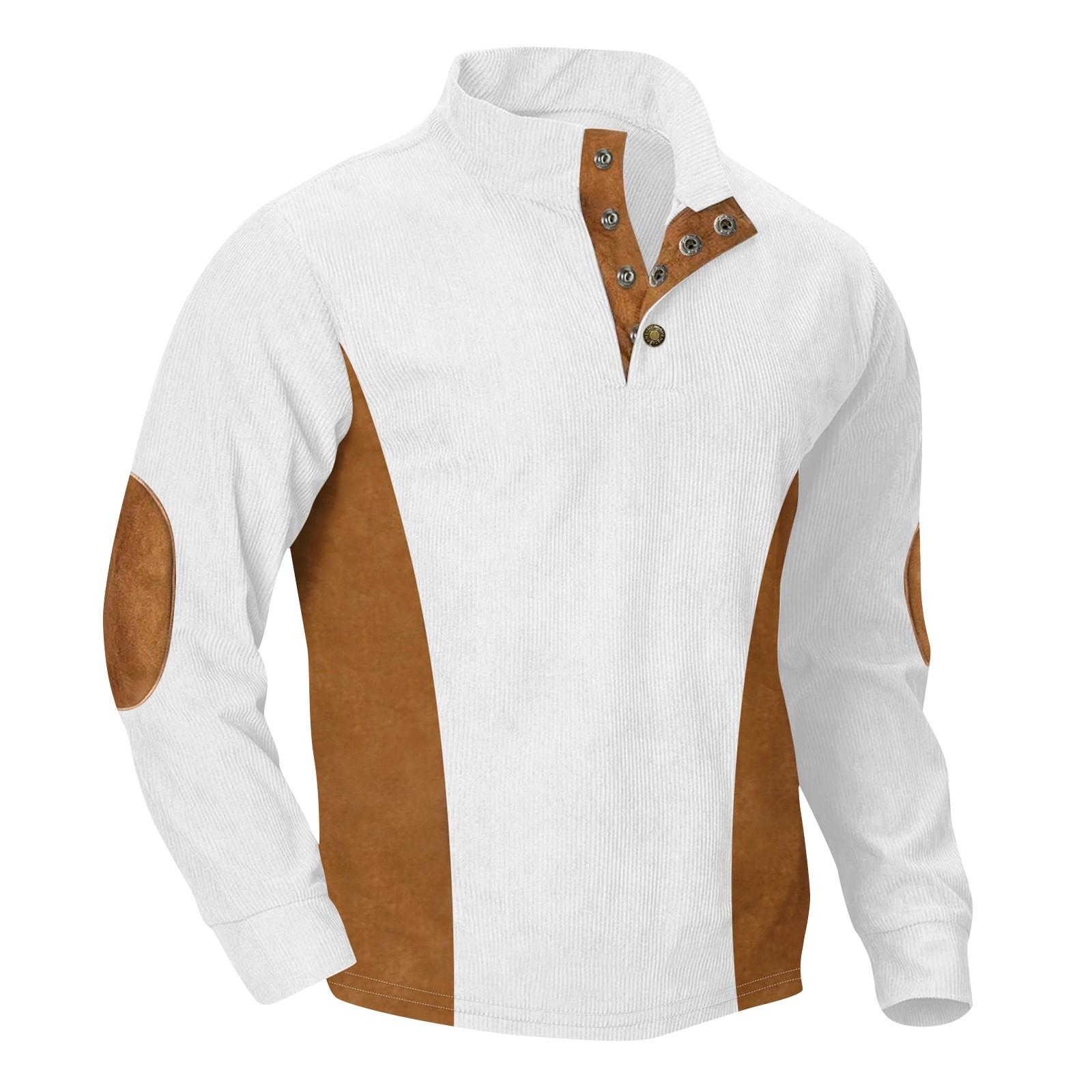 

Мужская повседневная вельветовая толстовка с воротником-стойкой и длинными рукавами в полоску XL белый