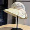 New Summer Fashion Lace Mesh Bucket Hat, Breathable Wide Brim Hepburn Style Bowknot Sun Hat, Sun Protection