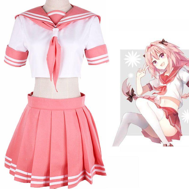 Fate Apocrypha Fgo Astolfo Cosplay Costume Sexy Pink School Uniform Suit Outfit
