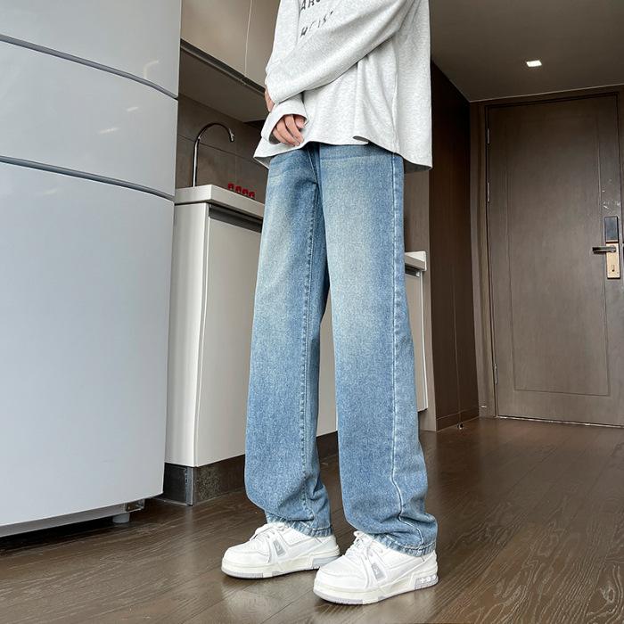 | Spring and Summer New Basic Versatile Jeans Men's American High Street Trendy Brand Loose Wide-leg Straight-leg Pants