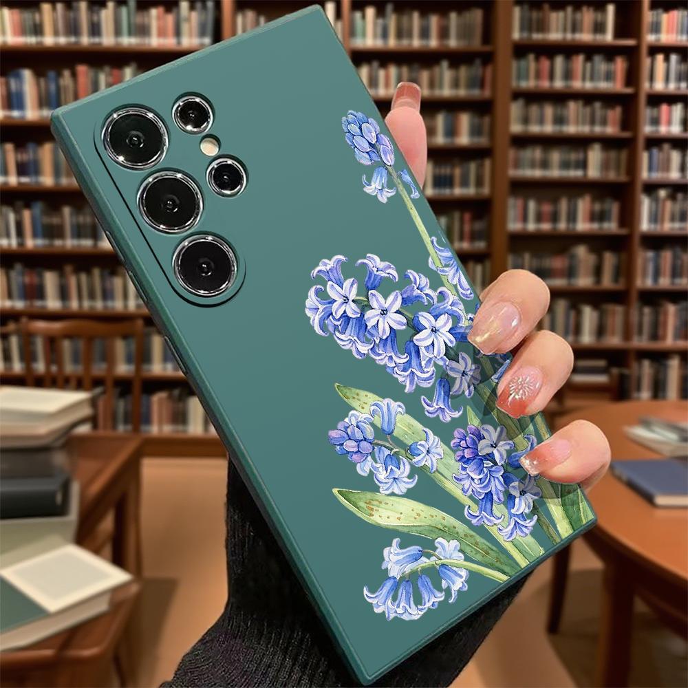 Blue Hyacinth Watercolor Slim Fit Phone Case Anti Scratch Drop Protection For Samsung Galaxy S26 S25 S24 Ultra FE A Series