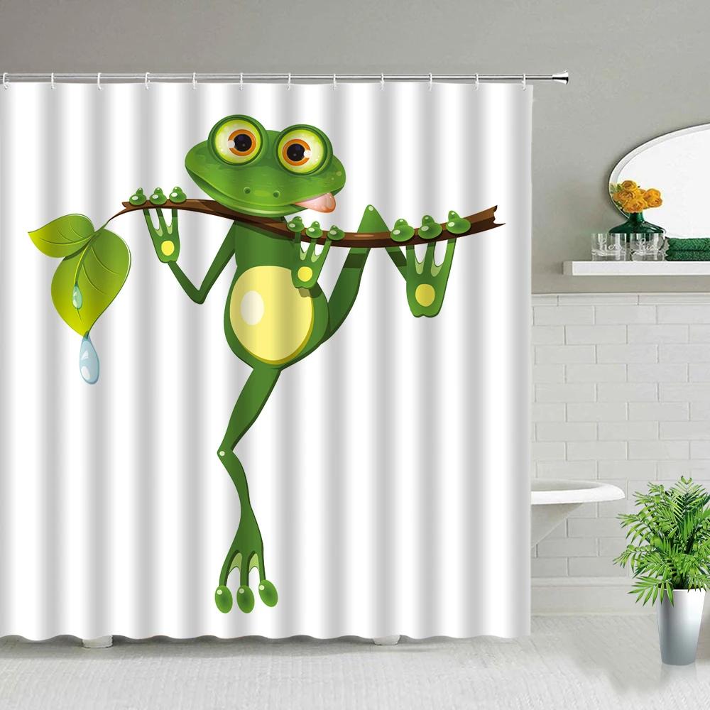 Cortinas de Chuveiro Peixe Tubarão Desenhos Coloridos Vida Marinha Banheiro Infantil Decoração de Casa Conjunto de Cortinas de Tecido Telas de Banho Impermeáveis