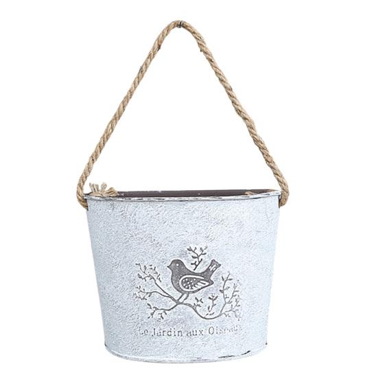 

Металлическая настенная корзина с цветами, винтажное украшение для дома, портативный идиллический подвесной цветочный горшок из кованого железа для пекарни белый