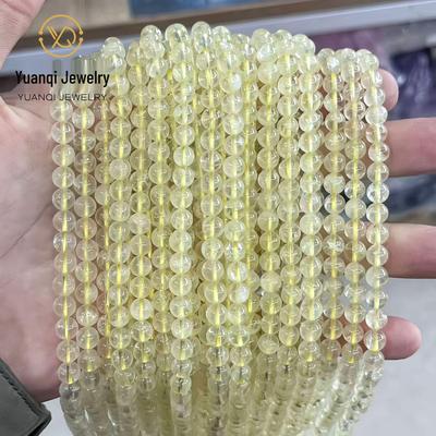 Yuanqi Jewelry Natural Lemon Quartz Round Loose Beads for DIY Beading Bracelet Accessories