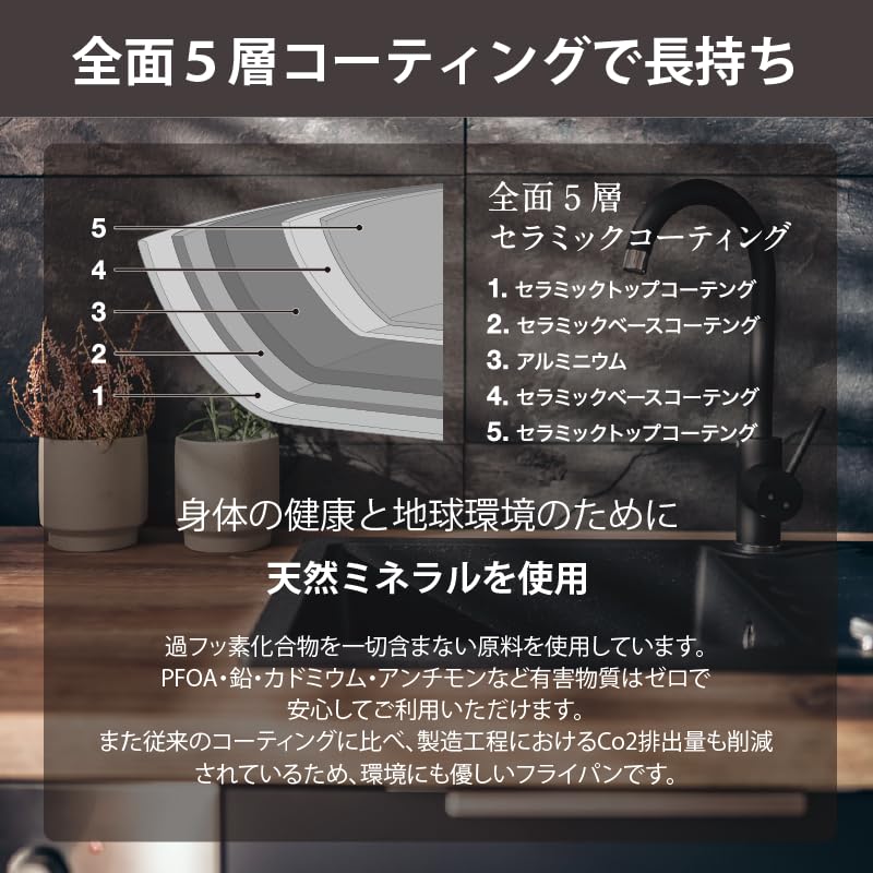 Ceramic Frying Pan 20cm IH Gas Fire Compatible Ceramic Coating Mineral Ingredients That Do Not Contain Any Harmful Substances Pots and Frying Pans