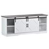 295186188AAW ) Grande Aparador para TV com 2 Portas de Correr Clássicas Prateleiras Ajustáveis para Sala de Estar Sala de Jantar Design Moderno 150*40*60cm