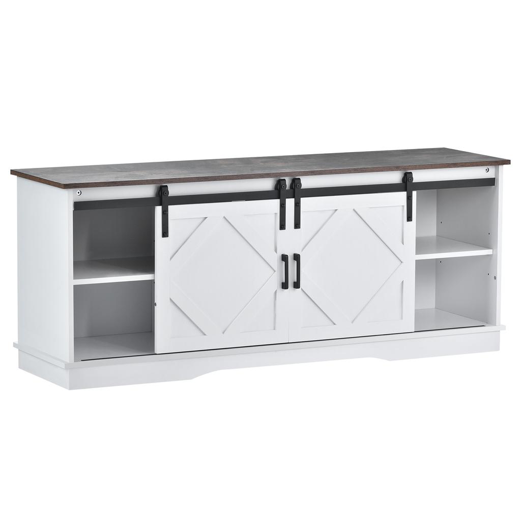 295186188AAW ) Grande Aparador para TV com 2 Portas de Correr Clássicas Prateleiras Ajustáveis para Sala de Estar Sala de Jantar Design Moderno 150*40*60cm