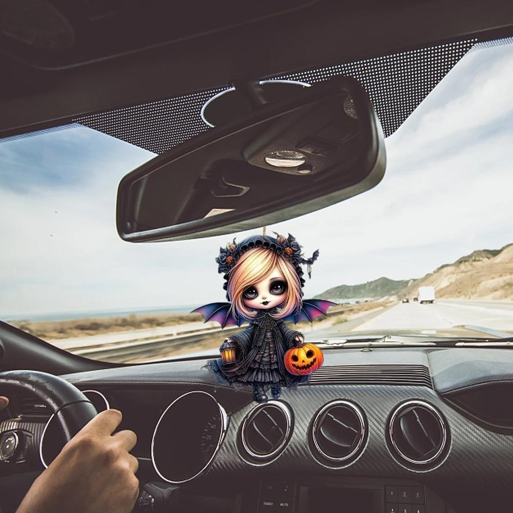 Car Rearview Mirror Pendant Super Cool Halloween Car Decor Pendant Auto Interior Ornament Decoration Party Decoration