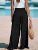Women's Wide-Leg Solid Color Casual Polyester Pants