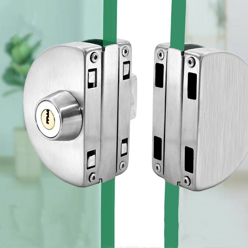 Semi-circular Stainless Steel Glass Lock No-drilling Sliding Door Locks Office Frameless Glass Clip Interior Security Door Latch
