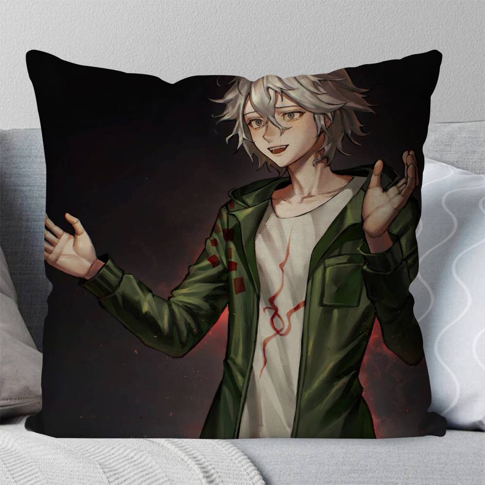 Nagito Komaeda Anime DDanganronpa Pillow Case Fashion Square Pillowcase Bedroom Sofa Room Ins Decoration Leisure