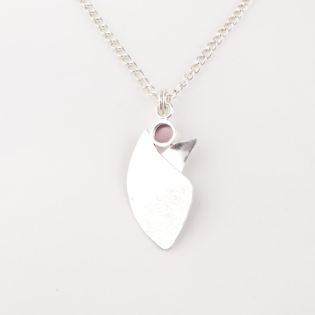 Purple Cat's Eye Gemstone 925 Sterling Silver Jewelry Handmade Wedding Pendant PP-36-49