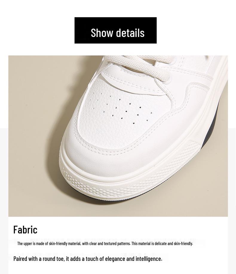 2025 Spring Women's Trendy White Breathable Thick-Soled Korean Style Versatile Casual Sneakers