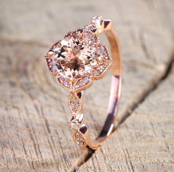 18K Rose Gold Plated Square Ring Set with Micro-Inlaid Zircon for Women