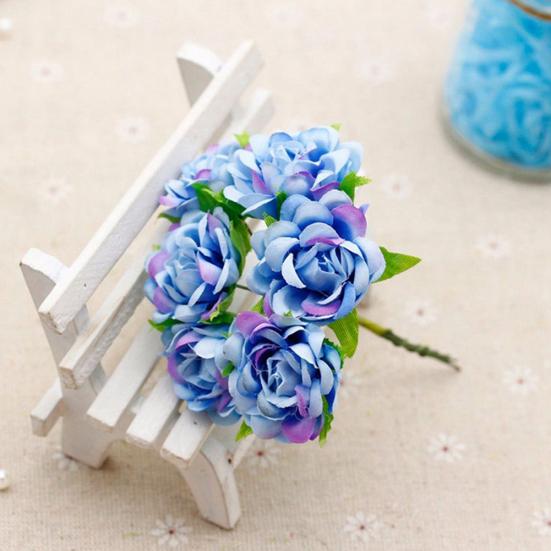 6 Piezas Flores Artificiales de Seda Ramo Floral de Boda Fiesta Decoración del Hogar